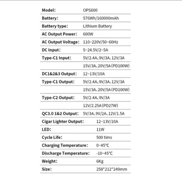 ⁦يو بي إس OKA باور بنك منزلي للطوارئ – محطة طاقة متنقلة 600 وات – موديل OPS600⁩ - الصورة ⁦7⁩