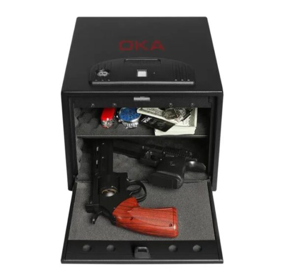 ⁦خزنة نقود ديجيتال إلكترونية من OKA مقاومة للحريق والسرقة بقفل كومبينيشن وبصمة (قفل بيومتري) – مقاس ‎20×30.4×25.4 سم‎ / وزن 7.8 كجم – موديل 55B30⁩ - الصورة ⁦7⁩