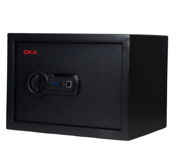 ⁦خزنة نقود ديجيتال إلكترونية من OKA مقاومة للحريق والسرقة بقفل كومبينيشن وبصمة (قفل بيومتري) – مقاس ‎25×35×25 سم‎ / وزن 10.3 كجم – موديل 44B20⁩ - الصورة ⁦3⁩