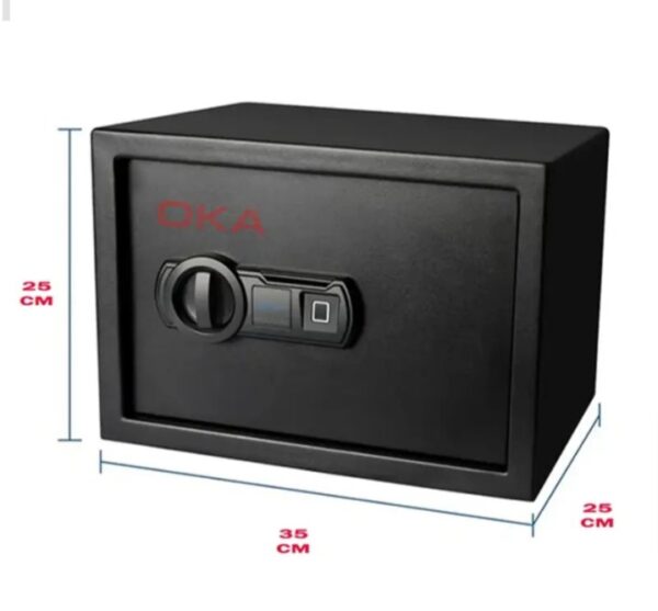 ⁦خزنة نقود ديجيتال إلكترونية من OKA مقاومة للحريق والسرقة بقفل كومبينيشن وبصمة (قفل بيومتري) – مقاس ‎25×35×25 سم‎ / وزن 10.3 كجم – موديل 44B20⁩ - الصورة ⁦6⁩