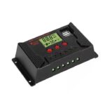وحدة تحكم شحن الطاقة الشمسية 30 أمبير 12 فولت/24 فولت، منظم بطارية PWM، شاشة LCD قابلة للتعديل مع منفذ USB مزدوج