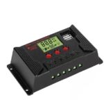 وحدة تحكم شحن الطاقة الشمسية 30 أمبير 12 فولت/24 فولت، منظم بطارية PWM، شاشة LCD قابلة للتعديل مع منفذ USB مزدوج
