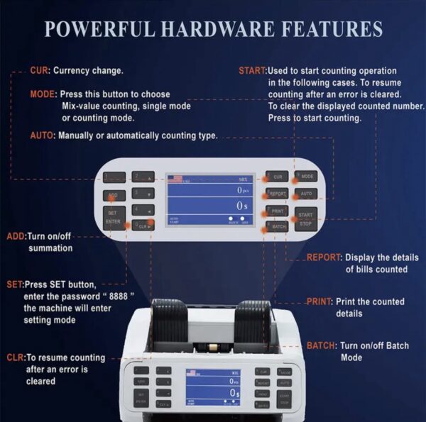 ⁦ماكينة OKA لفرز وعدّ وكشف تزوير العملات
مزودة بطابعة داخلية لطباعة تقرير الأموال
تدعم: الجنيه المصري – الدولار – اليورو
موديل OKA-880P⁩ - الصورة ⁦4⁩