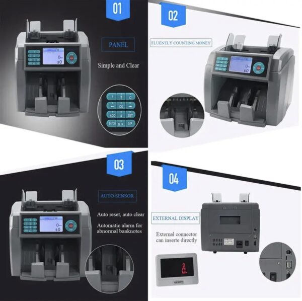 ⁦ماكينة عدّ وفرز العملات OKA
لعدّ وفرز العملات المختلفة وكشف التزوير
(الدولار – اليورو – اليوان الصيني – الليرة التركية)
ويمكن إضافة أي عملة أخرى حسب احتياجك
موديل OKA-MIX104⁩ - الصورة ⁦4⁩