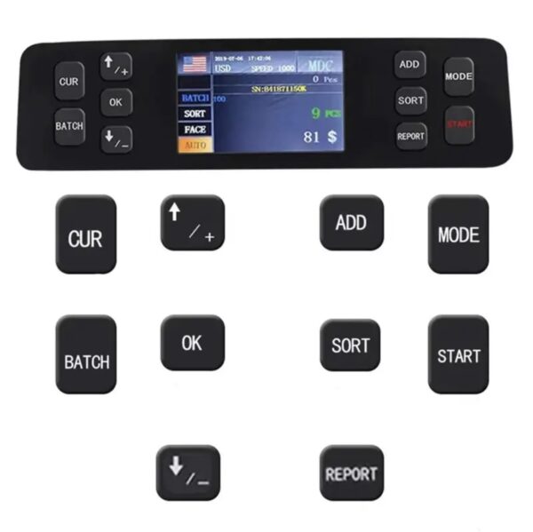 ⁦ماكينة عدّ وفرز العملات المختلفة مع إمكانية كشف التزوير
(الدولار – اليورو – اليوان الصيني – الليرة التركية)
موديل FT-500S⁩ - الصورة ⁦8⁩