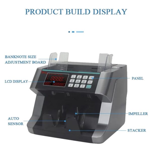 ⁦ماكينة عدّ وكشف تزوير النقود OKA
مزودة بشاشة خارجية رقمية
موديل 8008⁩ - الصورة ⁦4⁩