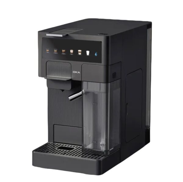 ⁦ماكينة قهوة بالكبسولات والبن المطحون من OKA
لصناعة الإسبريسو والكابتشينو واللاتيه
موديل OKA C100⁩ - الصورة ⁦2⁩