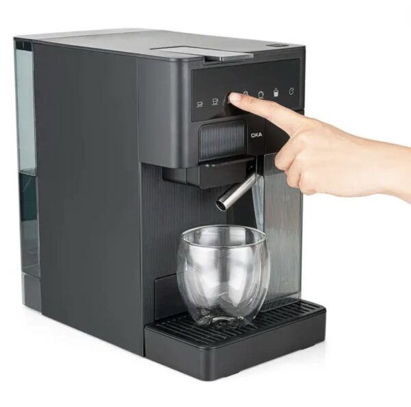 ⁦ماكينة قهوة بالكبسولات والبن المطحون من OKA
لصناعة الإسبريسو والكابتشينو واللاتيه
موديل OKA C100⁩ - الصورة ⁦5⁩