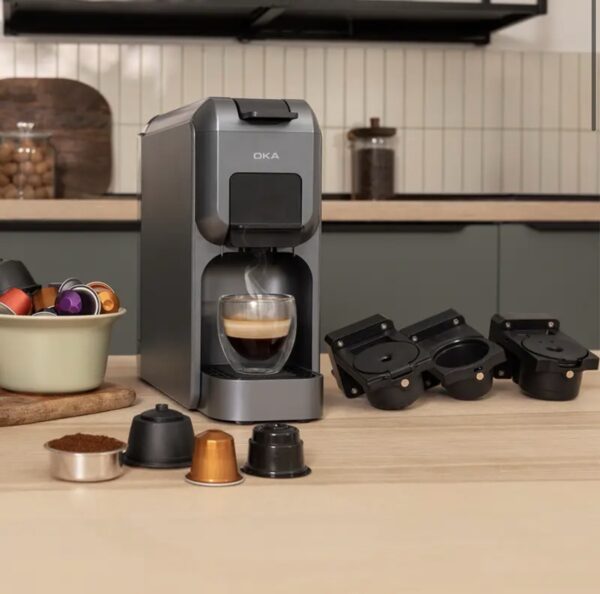 ⁦ماكينة قهوة بالكبسولات والبن المطحون من OKA
لصناعة الإسبريسو
موديل OKA C50⁩ - الصورة ⁦5⁩