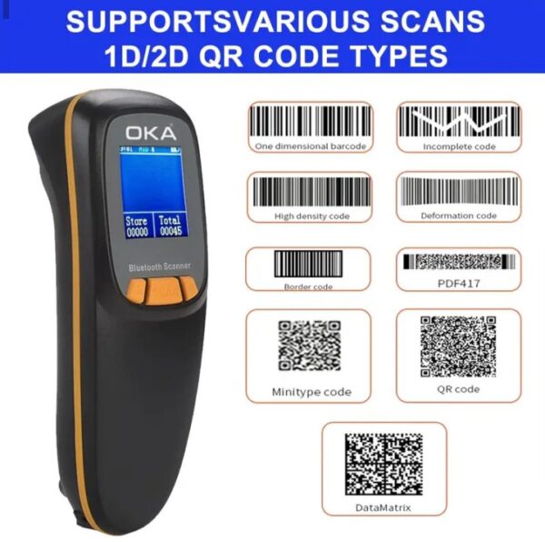 ⁦اوكا سكانر ليزر باركود – QR Code وايرلس عالي الجودة به شاشة لاظهار قراءة الباركود ويعمل بالبلوتوث – 2D / موديل OKA HC-300RS⁩ - الصورة ⁦6⁩