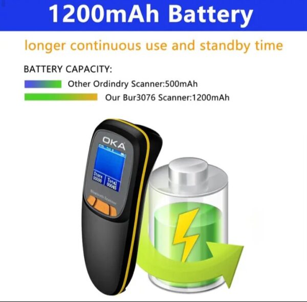 ⁦اوكا سكانر ليزر باركود – QR Code وايرلس عالي الجودة به شاشة لاظهار قراءة الباركود ويعمل بالبلوتوث – 2D / موديل OKA HC-300RS⁩ - الصورة ⁦5⁩