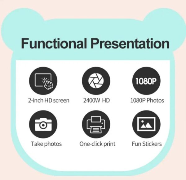 ⁦اوكا كاميرا طباعة صور فورية مع طابعة حرارية للاطفال- موديل JK10 / لون ازرق⁩ - الصورة ⁦5⁩