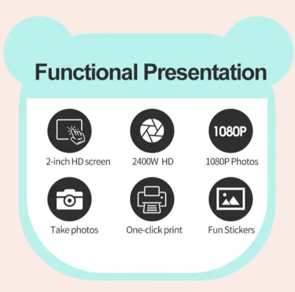 ⁦اوكا كاميرا طباعة صور فورية مع طابعة حرارية للاطفال- موديل JK10 / لون وردي⁩ - الصورة ⁦5⁩