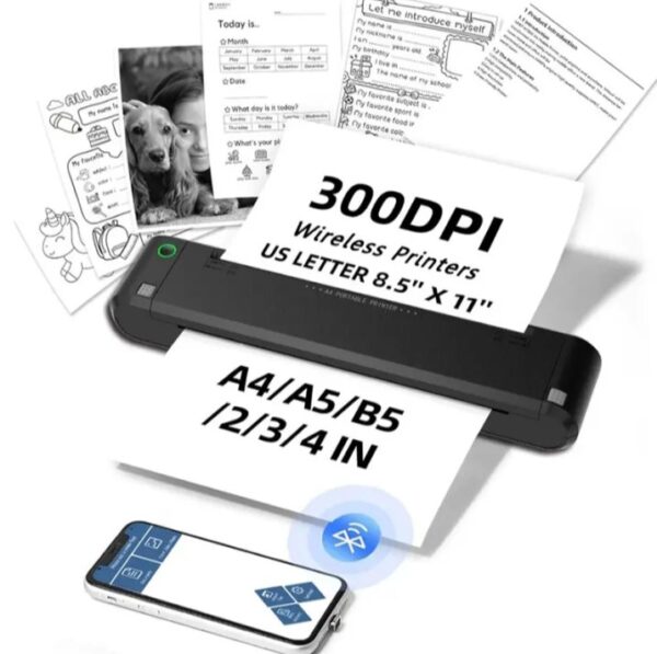 ⁦طابعة نقل حراري صغيرة محمولة بحجم A4 مزودة بشريط كربوني، وطباعة بتقنية البلوتوث، / موديل XL-P808⁩ - الصورة ⁦3⁩