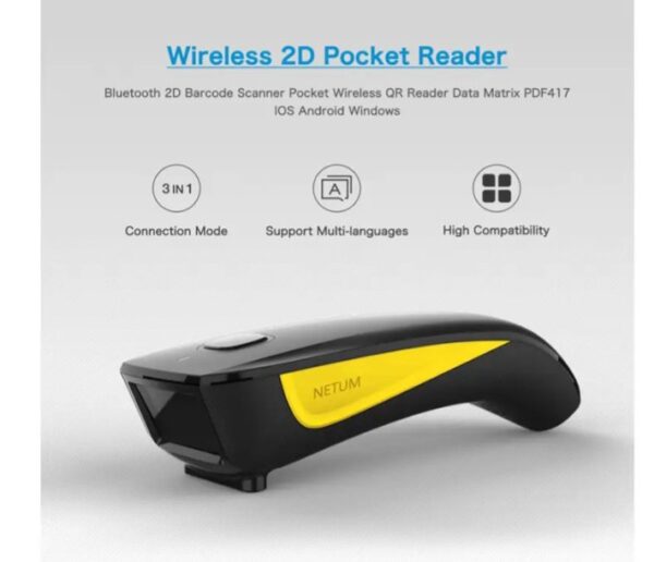 ⁦ماسح الباركود اللاسلكي من NETUM – قابل لإعادة الشحن – موديل C750⁩ - الصورة ⁦4⁩