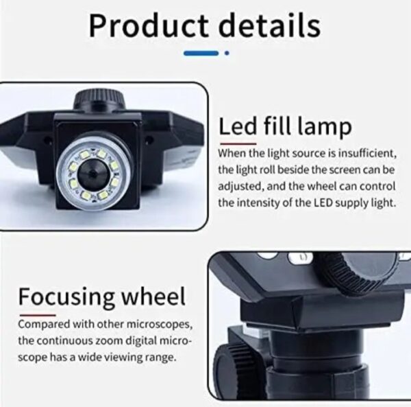 ⁦ميكروسكوب رقمي G1200 بدقة 12 ميجابكسل مع شاشة LCD مقاس 7 بوصات – تكبير حتى 1200x | مع حامل من خليط معدني من الالومنيوم مثالي لفحص الإلكترونيات واللحام الدقيقة⁩ - الصورة ⁦2⁩