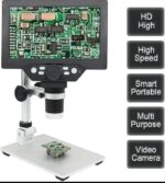 ⁦ميكروسكوب رقمي G1200 بدقة 12 ميجابكسل مع شاشة LCD مقاس 7 بوصات – تكبير حتى 1200x | مع حامل من خليط معدني من الالومنيوم مثالي لفحص الإلكترونيات واللحام الدقيقة⁩ - الصورة ⁦9⁩