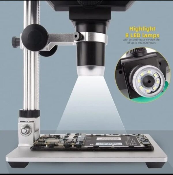 ⁦ميكروسكوب رقمي G1200 بدقة 12 ميجابكسل مع شاشة LCD مقاس 7 بوصات – تكبير حتى 1200x | مع حامل من خليط معدني من الالومنيوم مثالي لفحص الإلكترونيات واللحام الدقيقة⁩ - الصورة ⁦5⁩