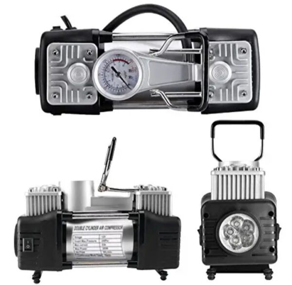 ⁦منفاخ هواء 2 سلندر مزود بكشاف اضاءة – لاطارات السيارات والدراجات والكرات و الاطواق العائمة يعمل علي ولاعة السيارة أو البطارية -Dc 12V -AC 628A⁩ - الصورة ⁦6⁩