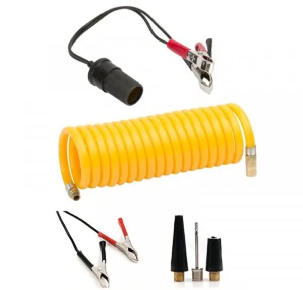 ⁦منفاخ هواء 2 سلندر مزود بكشاف اضاءة – لاطارات السيارات والدراجات والكرات و الاطواق العائمة يعمل علي ولاعة السيارة أو البطارية -Dc 12V -AC 628A⁩ - الصورة ⁦8⁩