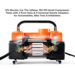 ⁦منفاخ هواء 2 سلندر – لاطارات السيارات والدراجات والكرات و الاطواق العائمة يعمل علي ولاعة السيارة أو البطارية – VX01⁩ - الصورة ⁦6⁩