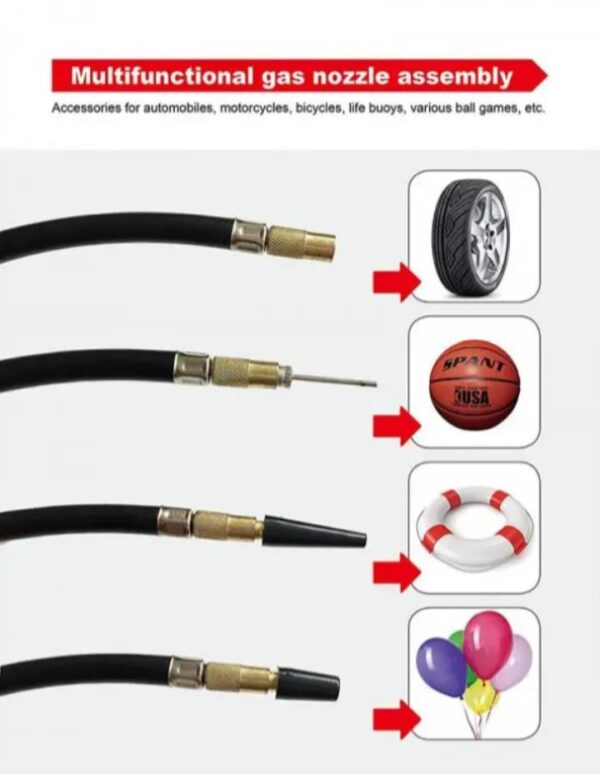 ⁦منفاخ هواء 2 سلندر – لاطارات السيارات والدراجات والكرات و الاطواق العائمة يعمل علي ولاعة السيارة أو البطارية – VX01⁩ - الصورة ⁦5⁩
