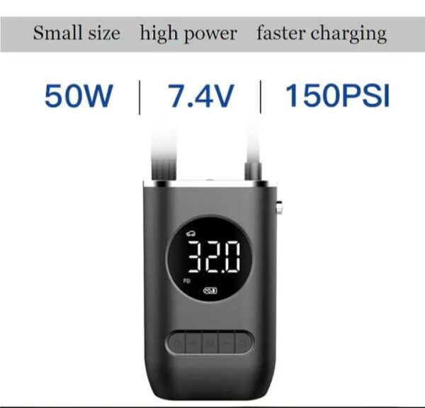 ⁦منفاخ ومضخة هواء محمولة لاسلكية يعمل بدون وصلات ” وايرلس ” 50 واط – بطارية 4000 مللي اميبر / موديل CZK-3668 – لون اسود⁩ - الصورة ⁦5⁩