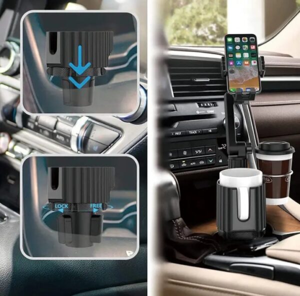 ⁦حامل أكواب للسيارة بالاضافة الي 1 فتحة كوب صغيرة وفتحة اكواب كبيرة وحامل موبايل/ موديل A02⁩ - الصورة ⁦5⁩