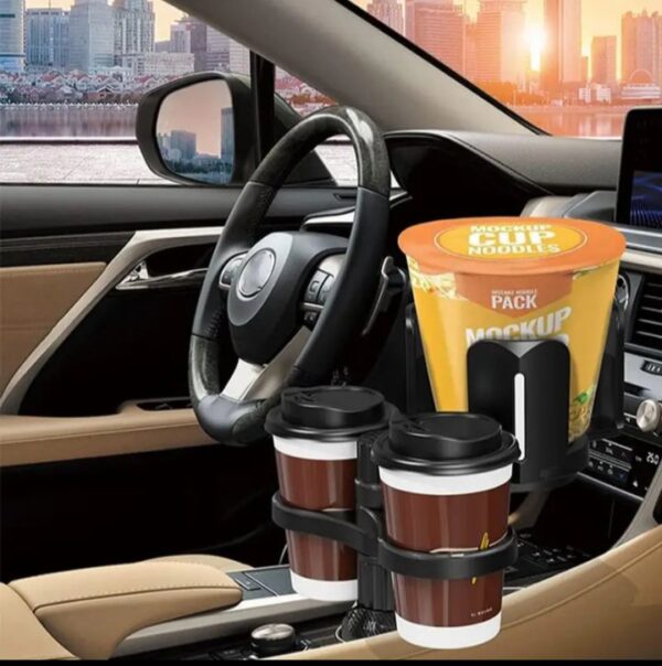 ⁦حامل أكواب للسيارة بالاضافة الي 2 فتحة كوب صغيرة وفتحة اكواب كبيرة وحامل موبايل/ موديل CUP-B03⁩ - الصورة ⁦5⁩