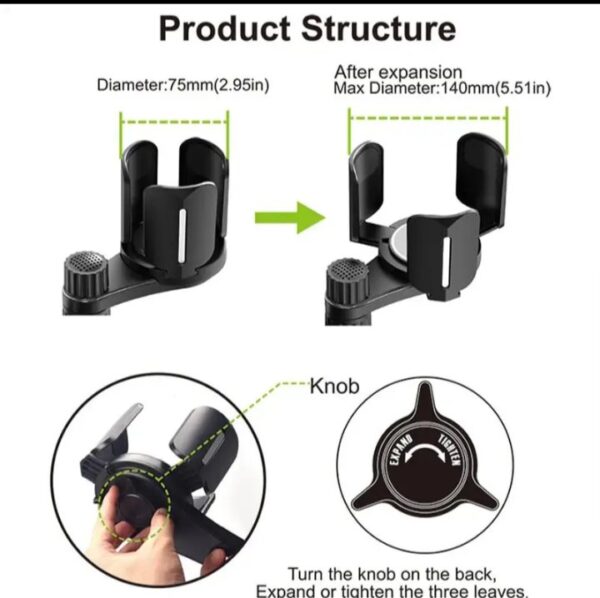 ⁦حامل أكواب للسيارة بالاضافة الي 2 فتحة كوب صغيرة وفتحة اكواب كبيرة وحامل موبايل/ موديل CUP-B03⁩ - الصورة ⁦2⁩