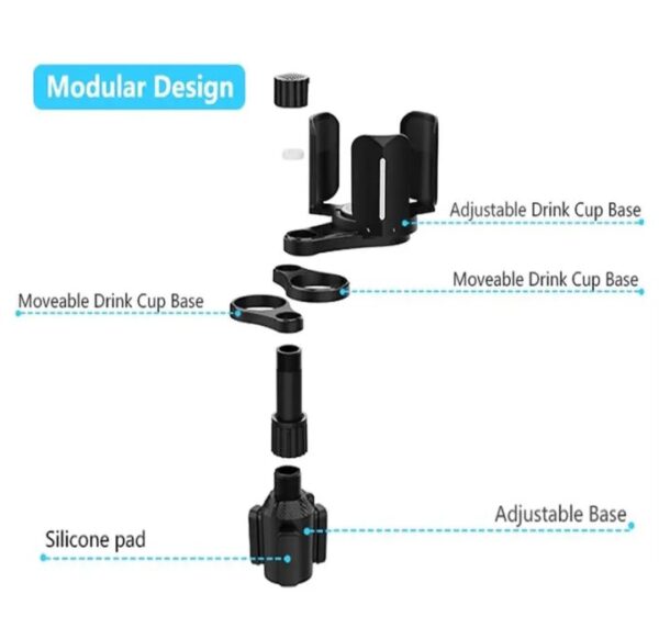 ⁦حامل أكواب للسيارة بالاضافة الي 2 فتحة كوب صغيرة وفتحة اكواب كبيرة وحامل موبايل/ موديل CUP-B03⁩ - الصورة ⁦4⁩
