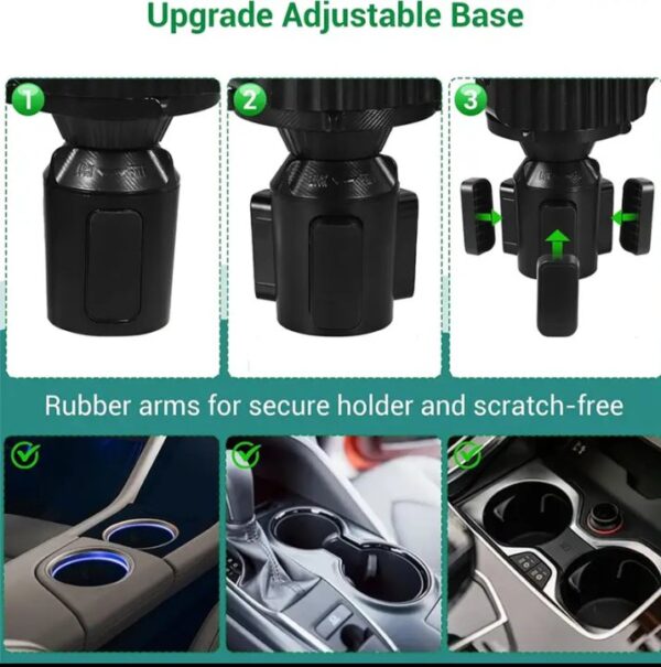 ⁦حامل أكواب للسيارة مزود بحامل للموبايل وصينية طعام دوارة قابلة للفصل بالاضافة الي 2 فتحة كوب صغيرة وفتحة اكواب كبيرة / موديل CUP-A06⁩ - الصورة ⁦6⁩