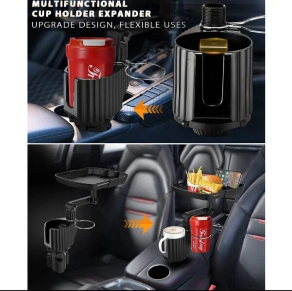 ⁦حامل أكواب للسيارة مزود بصينية طعام دوارة قابلة للفصل / موديل CUP-A01⁩ - الصورة ⁦4⁩