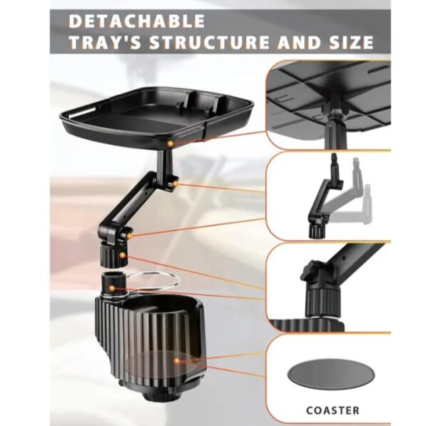 ⁦حامل أكواب للسيارة مزود بصينية طعام دوارة قابلة للفصل / موديل CUP-A01⁩ - الصورة ⁦5⁩