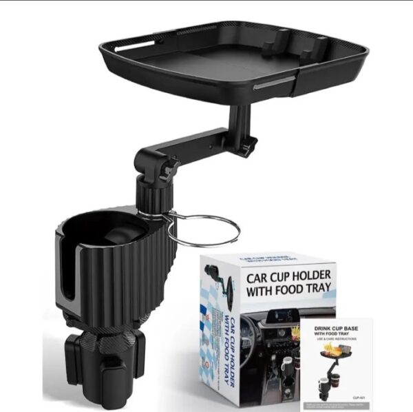 ⁦حامل أكواب للسيارة مزود بصينية طعام دوارة قابلة للفصل / موديل CUP-A01⁩ - الصورة ⁦3⁩