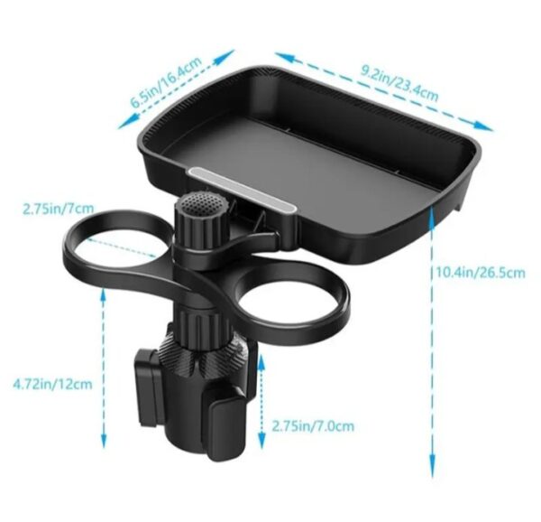 ⁦حامل أكواب للسيارة مزود بصينية طعام دوارة قابلة للفصل بالاضافة الي 2 فتحة كوب صغيرة / موديل CUP-B05⁩ - الصورة ⁦2⁩