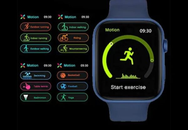 ⁦FR99 Pluse ساعة ذكية 44MM-SERIES 6 شاشة تتش بالكامل جميع زراير الساعة تعمل  مع 2 سوار قماش و سيليكون تدعم اللغة العربية ومتوافقة مع  Android و IOS لون أزرق⁩ - الصورة ⁦5⁩