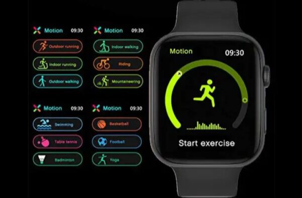 ⁦FR99 Pluse ساعة ذكية 44MM-SERIES 6 شاشة تتش بالكامل جميع زراير الساعة تعمل  مع 2 سوار قماش و سيليكون تدعم اللغة العربية ومتوافقة مع  Android و IOS لون أسود⁩ - الصورة ⁦6⁩