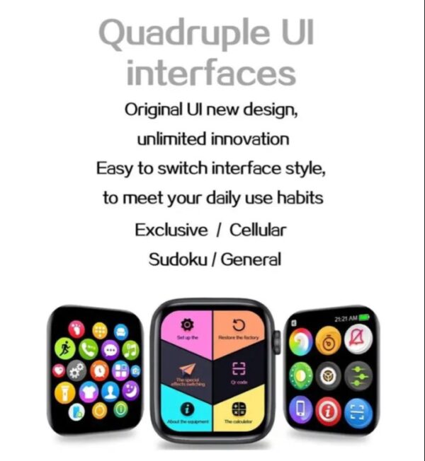 ⁦FR99 Pluse ساعة ذكية 44MM-SERIES 6 شاشة تتش بالكامل جميع زراير الساعة تعمل  مع 2 سوار قماش و سيليكون تدعم اللغة العربية ومتوافقة مع  Android و IOS لون أسود⁩ - الصورة ⁦5⁩