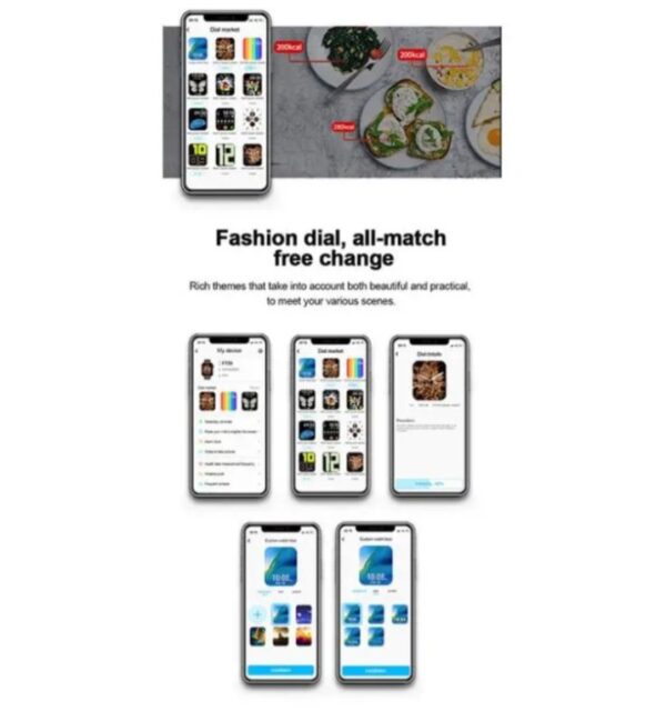 ⁦HX68 ساعة ذكية شاشة تتش بالكامل تقوم بقياس نسبة الأكسجين في الدم ونبطات القلب وضغط الدم وتنبيهات المكالمات والرسائل متوافقة مع Android و IOS لون فضي⁩ - الصورة ⁦6⁩