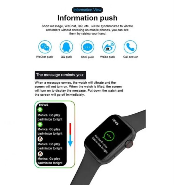 ⁦HX68 ساعة ذكية شاشة تتش بالكامل تقوم بقياس نسبة الأكسجين في الدم ونبطات القلب وضغط الدم وتنبيهات المكالمات والرسائل متوافقة مع Android و IOS لون فضي⁩ - الصورة ⁦3⁩