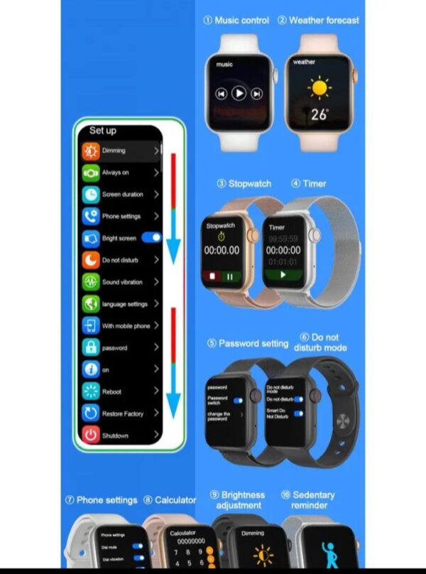 ⁦MC57 ساعة ذكية 40MM-SERIES 6 شاشة تتش بالكامل تدعم اللغة العربية تقوم بقياس نسبة الأكسجين في الدم ونبطات القلب وضغط الدم وتنبيهات المكالمات والرسائل متوافقة مع Android و IOS لون أخضر⁩ - الصورة ⁦6⁩