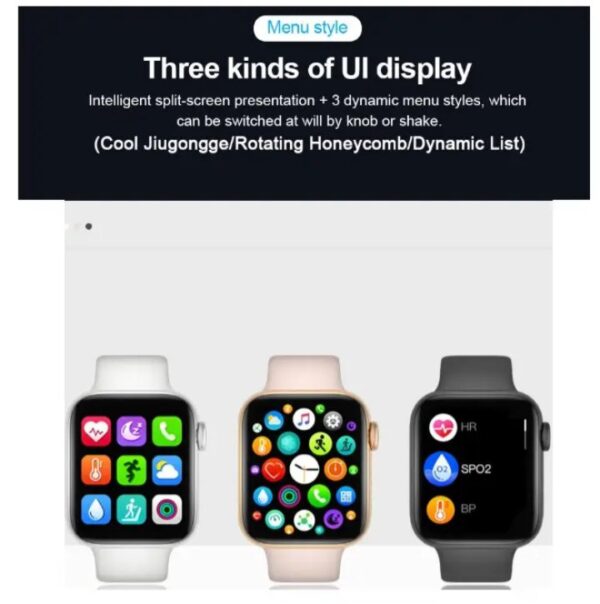 ⁦MC57 ساعة ذكية 40MM-SERIES 6 شاشة تتش بالكامل تدعم اللغة العربية تقوم بقياس نسبة الأكسجين في الدم ونبطات القلب وضغط الدم وتنبيهات المكالمات والرسائل متوافقة مع Android و IOS لون أخضر⁩ - الصورة ⁦3⁩