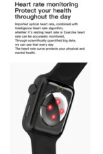 ⁦MC72 Pro ساعة ذكية 44MM-SERIES 6 شاشة تتش بالكامل تقوم بقياس نسبة الأكسجين في الدم ونبطات القلب وضغط الدم وتنبيهات المكالمات والرسائل متوافقة مع Android و IOS لون اسود⁩ - الصورة ⁦7⁩