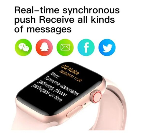 ⁦MC72 Pro ساعة ذكية 44MM-SERIES 6 شاشة تتش بالكامل تقوم بقياس نسبة الأكسجين في الدم ونبطات القلب وضغط الدم وتنبيهات المكالمات والرسائل متوافقة مع Android و IOS لون اسود⁩ - الصورة ⁦2⁩