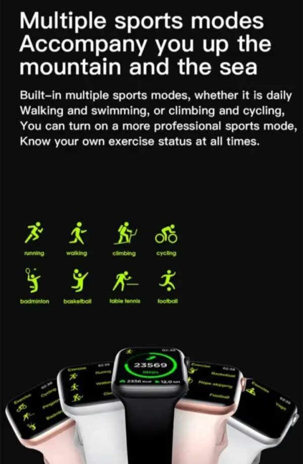 ⁦MC72 Pro ساعة ذكية 44MM-SERIES 6 شاشة تتش بالكامل تقوم بقياس نسبة الأكسجين في الدم ونبطات القلب وضغط الدم وتنبيهات المكالمات والرسائل متوافقة مع Android و IOS لون اسود⁩ - الصورة ⁦9⁩