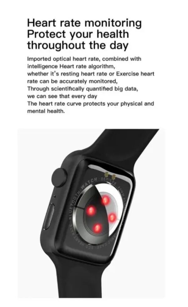 ⁦MC72 Pro ساعة ذكية 44MM-SERIES 6 شاشة تتش بالكامل تقوم بقياس نسبة الأكسجين في الدم ونبطات القلب وضغط الدم وتنبيهات المكالمات والرسائل متوافقة مع Android و IOS لون ذهبي⁩ - الصورة ⁦2⁩