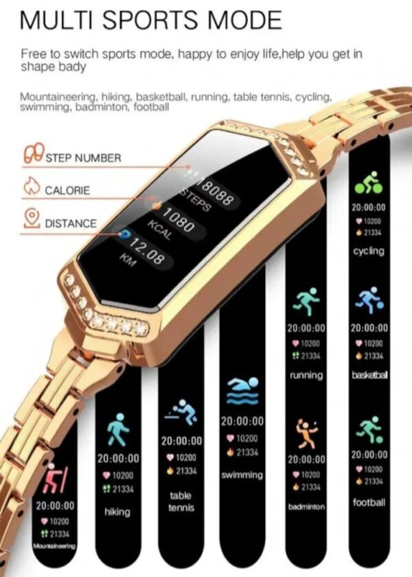 ⁦ساعة ذكية B78 تعمل باللمس متوافق مع نظامي Android و iOS – ذهبي⁩ - الصورة ⁦10⁩