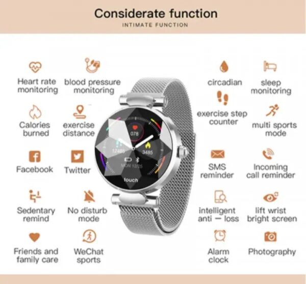 ⁦ساعة ذكية B80 تعمل باللمس متوافق مع نظامي Android و iOS – فضي⁩ - الصورة ⁦7⁩