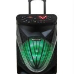 K2-12 سماعة المناسبات والحفلات والرحلات بالبلوتوث ومضخم صوت – راديو – منفذ للفلاشة aux – كارت ميموري – تسجيل – ميكرفون لاسلكي وريموت للتحكم – متنقله بعجلات للجر – اضاءة ليد – سماعة 12 بوصة قابلة للشحن